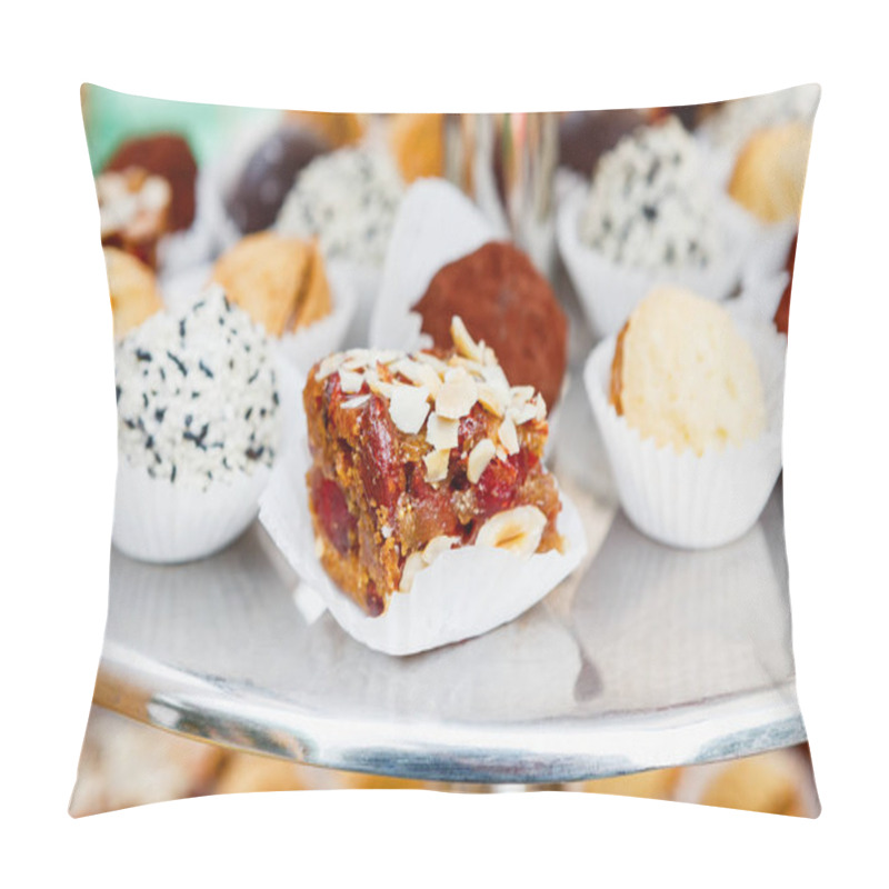 Personality  Different Candies, Cookies And Biscuits On Banquet Table. Pillow Covers