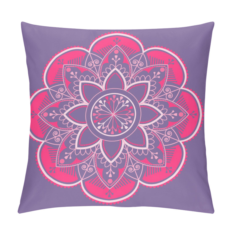 Personality  Pink Mandala Pattern On Purple Background Pillow Covers