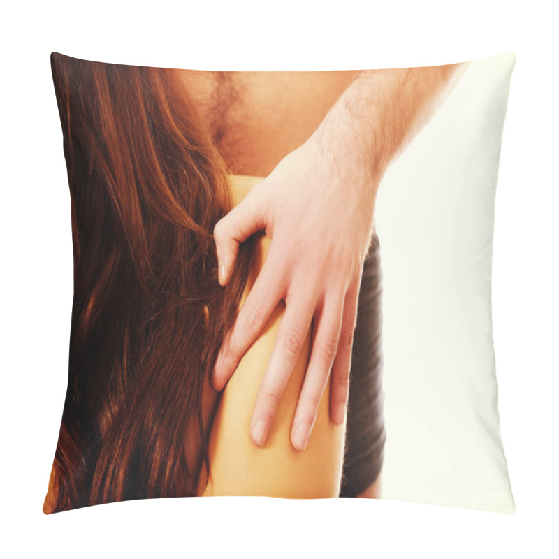 Personality  Man With His Hand On Naked Womans Shoulder. Pillow Covers