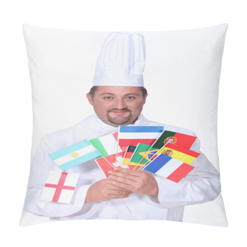 Personality  A Chief Cook Holding A Lot Of Foreign Flags Pillow Covers