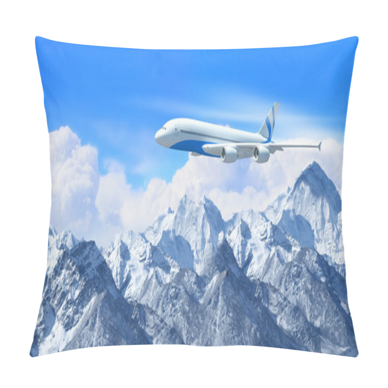 Personality  White Passenger Plane Above The Mountains Pillow Covers