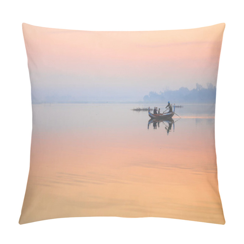 Personality  Foggy Landscape With Boat Pillow Covers