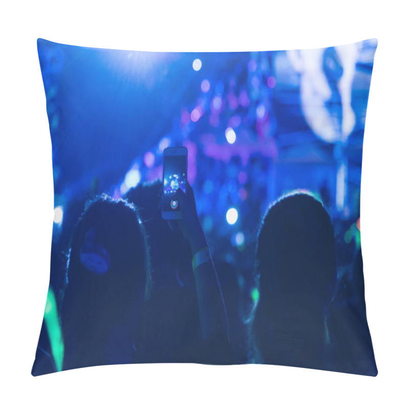 Personality  Event People Live Video Festival Music Concert By Hand Holding Smart Mobile Phone Pillow Covers