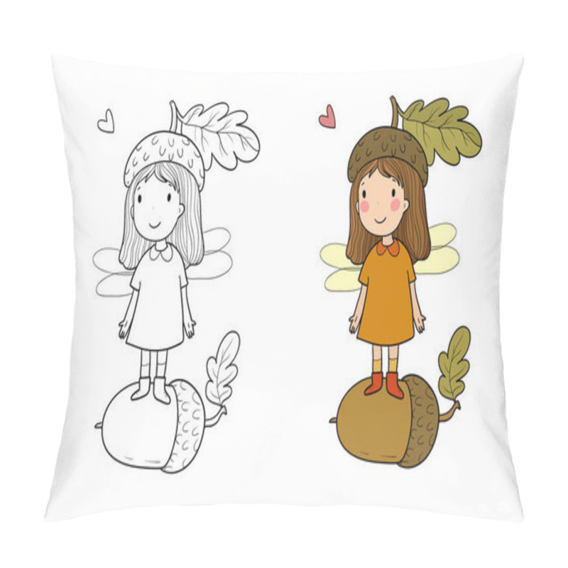 Personality  Cute Cartoon Fairy.Little Flower Elf. Little Girl With Wings. Illustration For Coloring Books. Pillow Covers