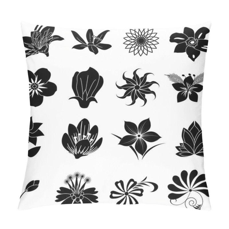 Personality  Flower Silhouette Icons Set Pillow Covers