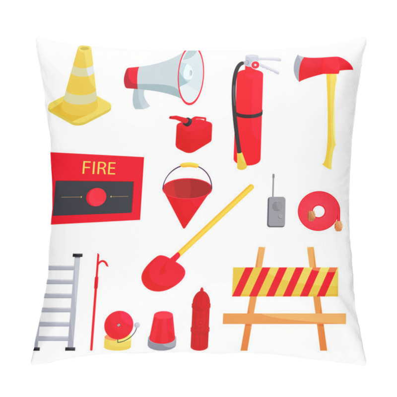 Personality  Firefighter Icons Set, Cartoon Style Pillow Covers