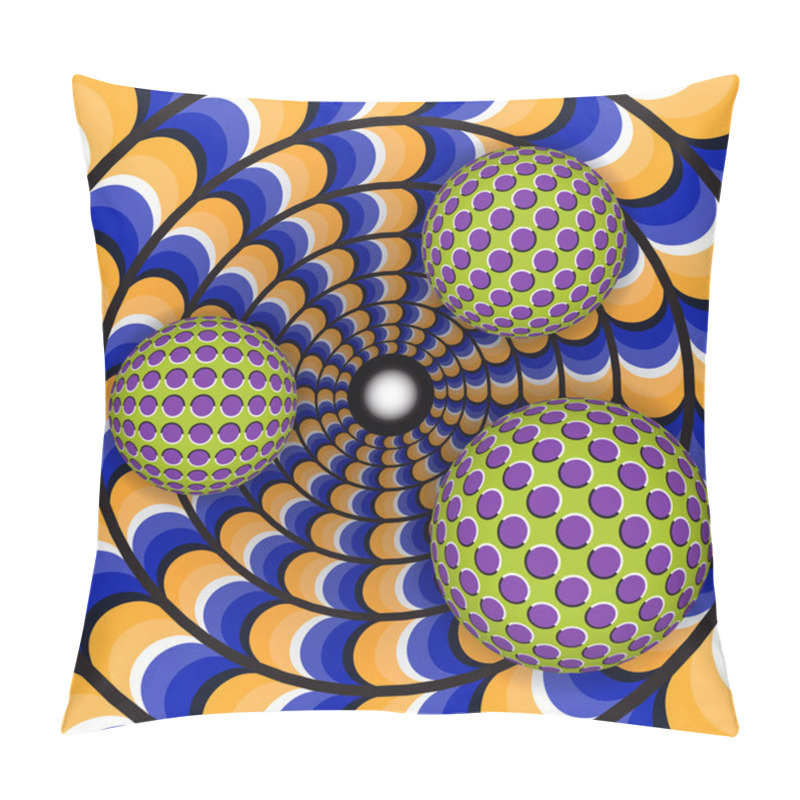 Personality  Optical Illusion Of Rotation Of Three Ball Around Of A Moving Hole Pillow Covers