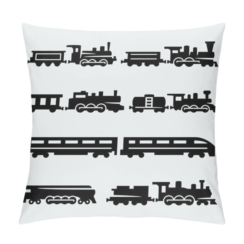 Personality  Vector Isolated Trains Silhouettes Set Pillow Covers