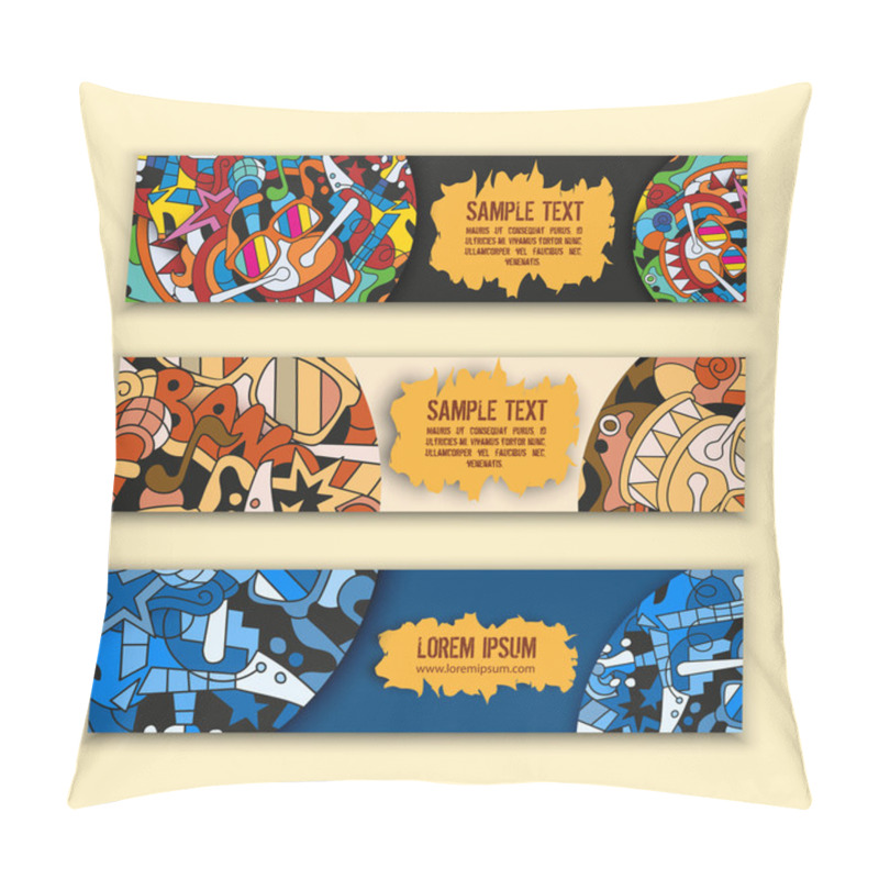 Personality  Banners With Elements Musical Instruments  Pillow Covers