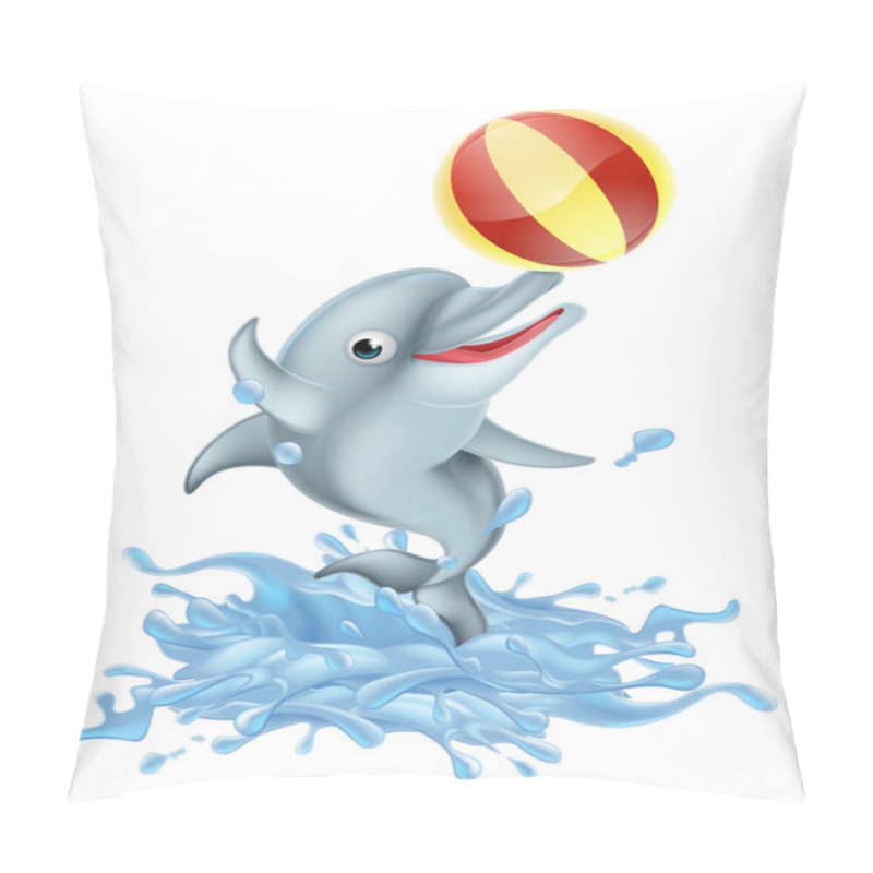 Personality  Cartoon Splashing Dolphin Playing With Ball Pillow Covers