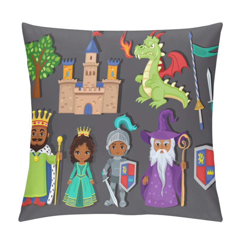 Personality  Vector Set Of Medieval Fairy Tale Element Icons. Pillow Covers