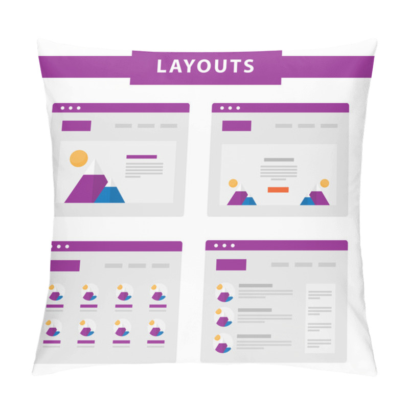 Personality  Set Of Simple Flat Website Templates Pillow Covers