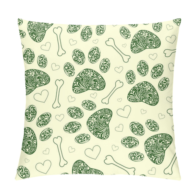 Personality  Seamless Pattern With Floral Animal Paw Print Pillow Covers