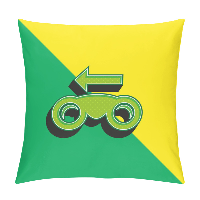 Personality  Binoculars With Left Arrow Green And Yellow Modern 3d Vector Icon Logo Pillow Covers