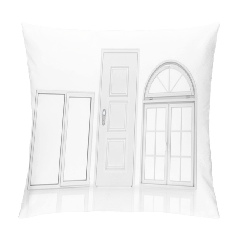 Personality  Doors And Windows Over White Background. Pillow Covers