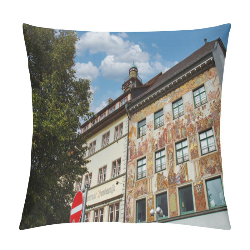 Personality  Picturesque Old Town Street With Flowers, Charming Buildings, And Trees Pillow Covers