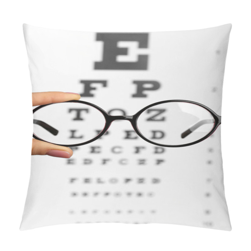 Personality  Glasses In Hands On Eye Chart Pillow Covers