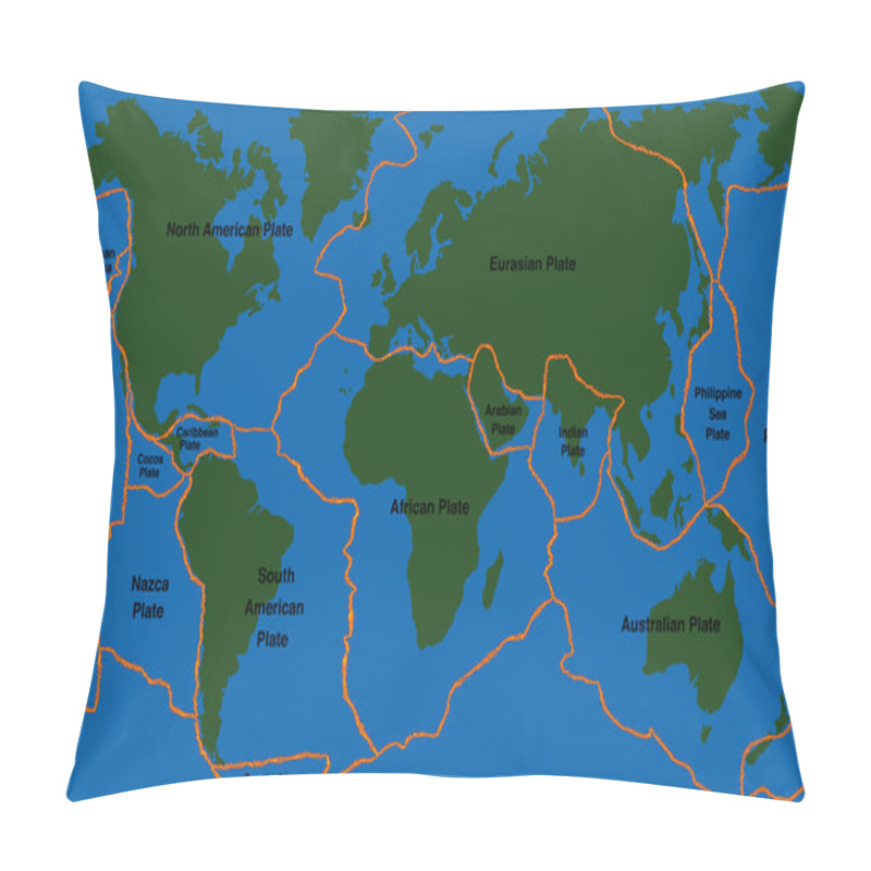 Personality  Plate Tectonics World Map Faultlines Pillow Covers