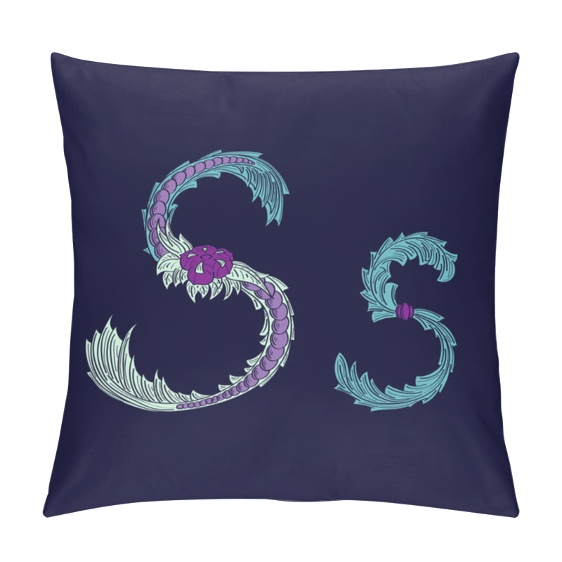 Personality  Abstract Letter S Logo Icon  In Blue Tropical Style Pillow Covers