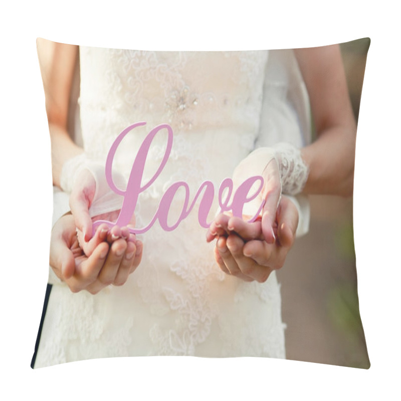 Personality  Bride And Groom With Wooden Words Love Pillow Covers