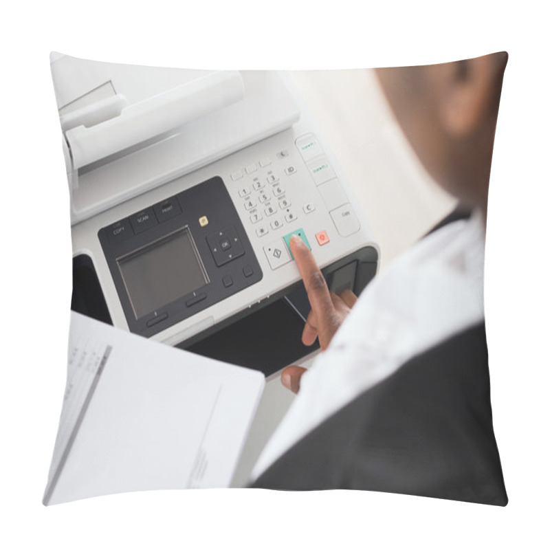 Personality  Businesswoman Operating Printer In Office Pillow Covers