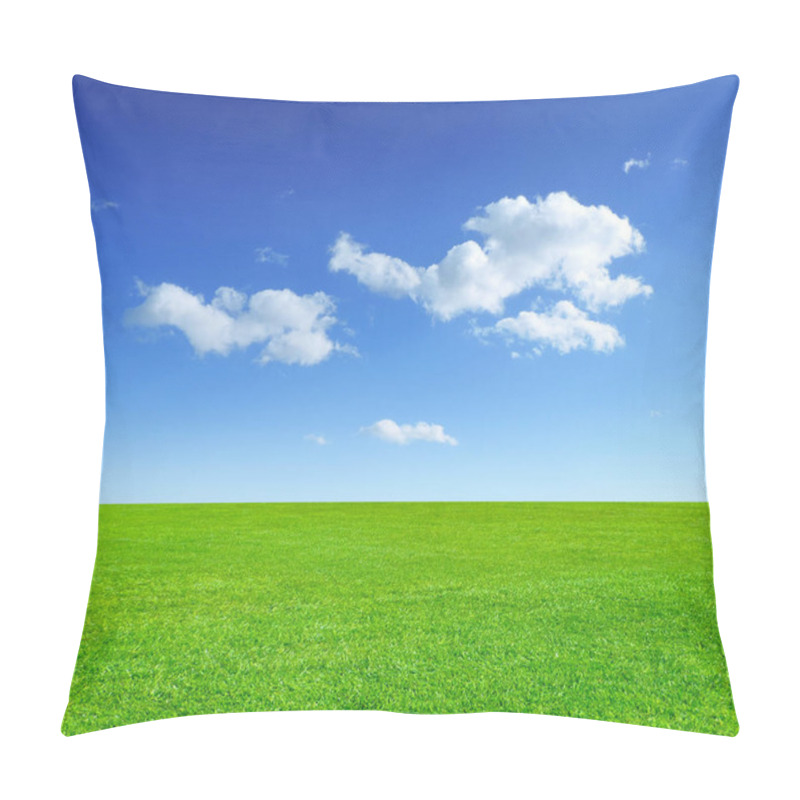 Personality  Green Meadow And Blue Sky With Fluffy Clouds Pillow Covers