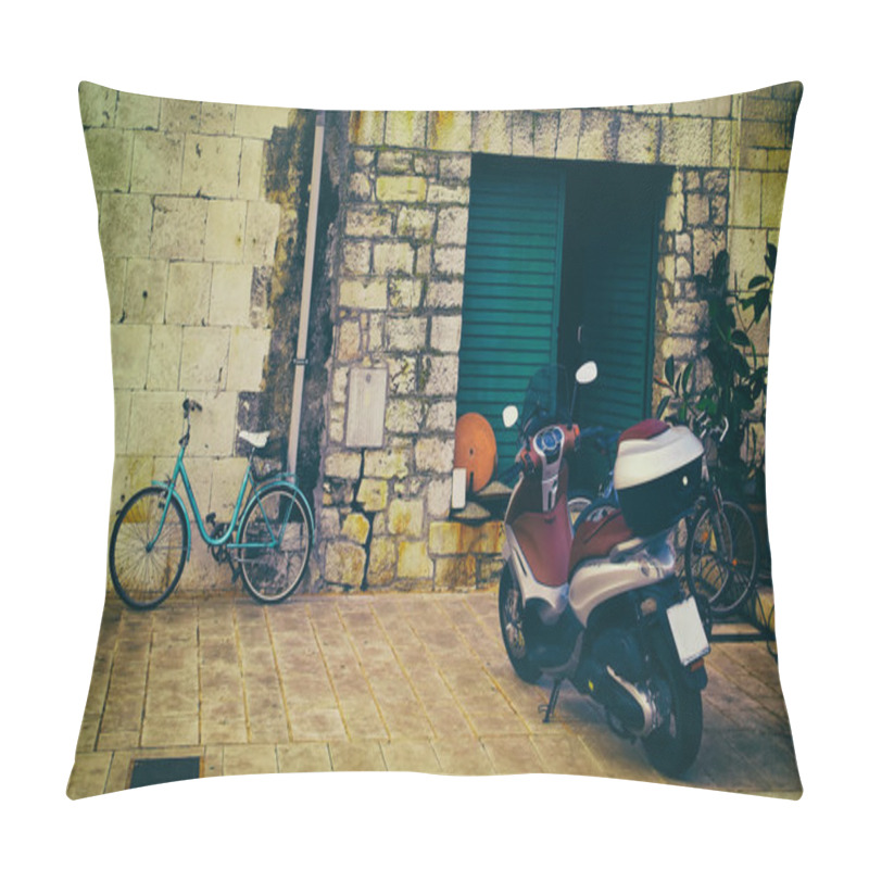 Personality  Green Gate To House With Moped Pillow Covers