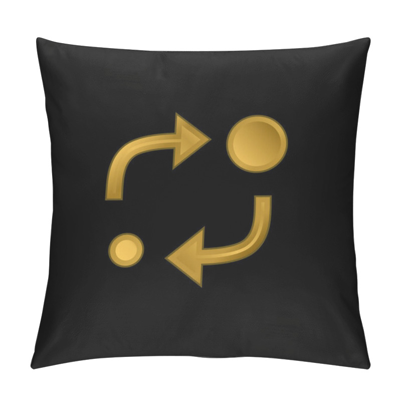 Personality  Analytics Symbol Of Two Circles Of Different Sizes With Two Arrows Between Them Gold Plated Metalic Icon Or Logo Vector Pillow Covers