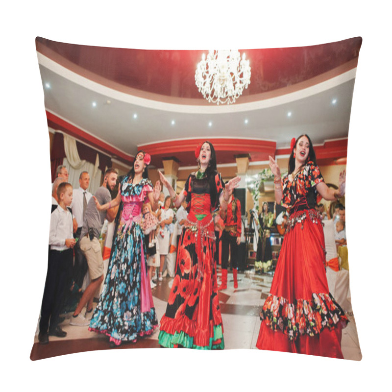 Personality  Zalishchyky, Ukraine- August 28, 2016: Gypsies Dancing And Singi Pillow Covers