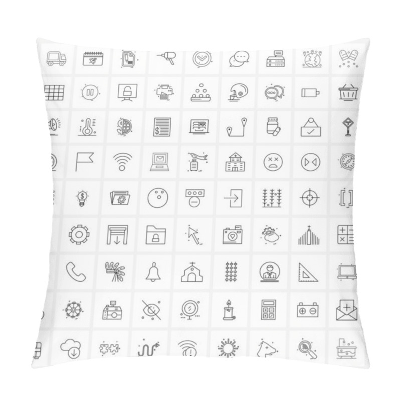 Personality  Set Of 81 Universal Line Icons Of Arrow, Driver, Year, Drill, Text Vector Illustration Pillow Covers