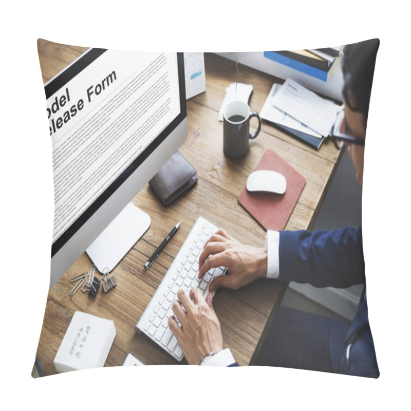 Personality  Businessman Using Computer   Pillow Covers