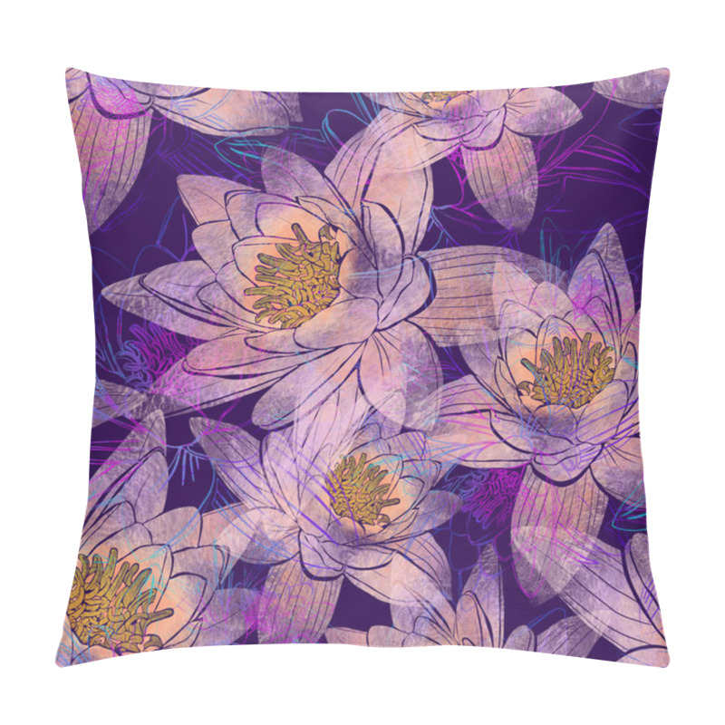 Personality  Seamless Pattern With Flowers Of Lotus. Pillow Covers