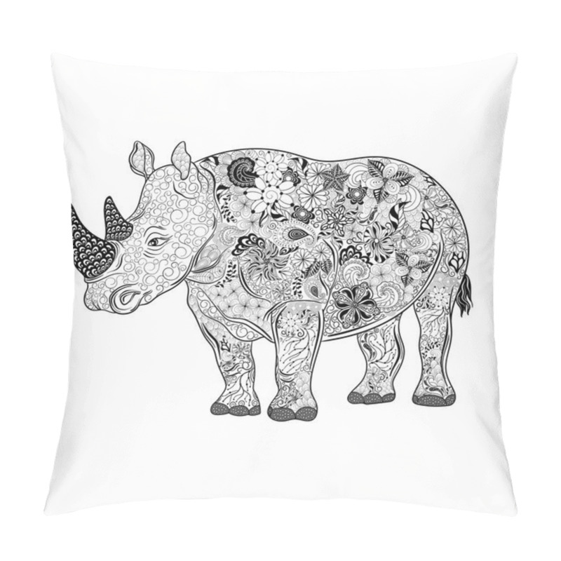 Personality  Rhinoceros  Doodle Illustration Pillow Covers