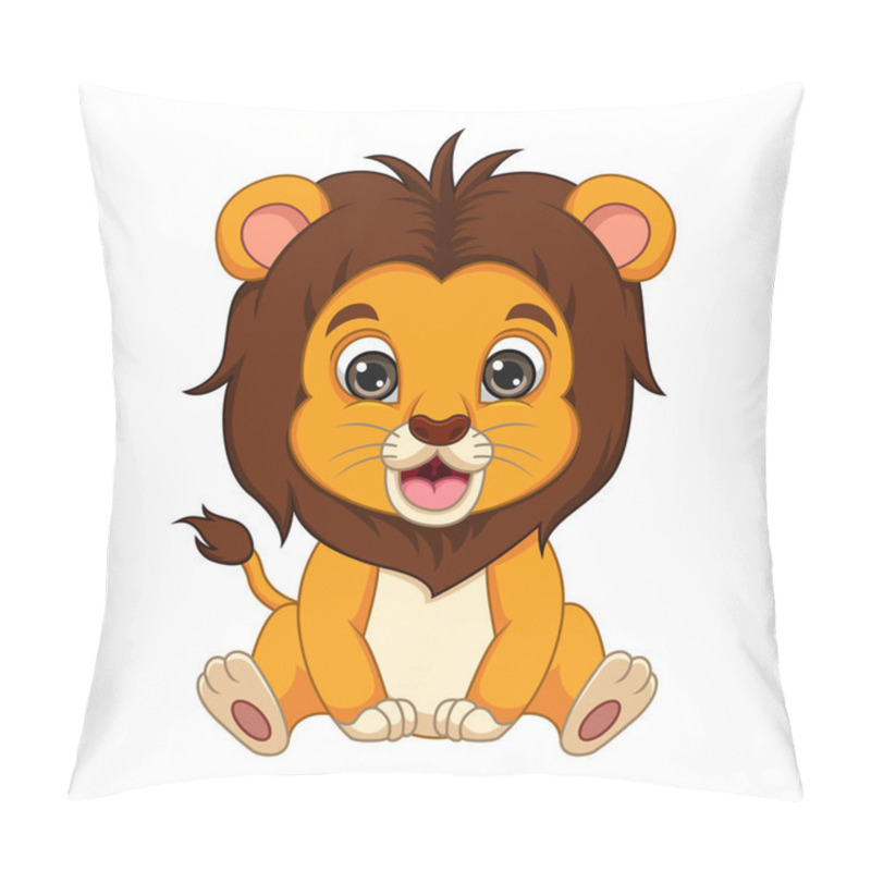 Personality  Vector Illustration Of Cute Baby Lion Cartoon Sitting Pillow Covers