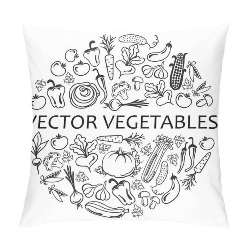 Personality  Circle Of Vegetables Icons Pillow Covers