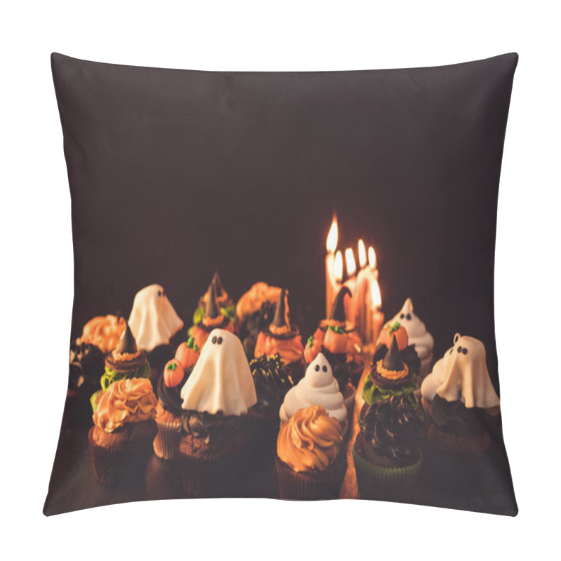 Personality  Halloween Cupcakes And Burning Candles   Pillow Covers