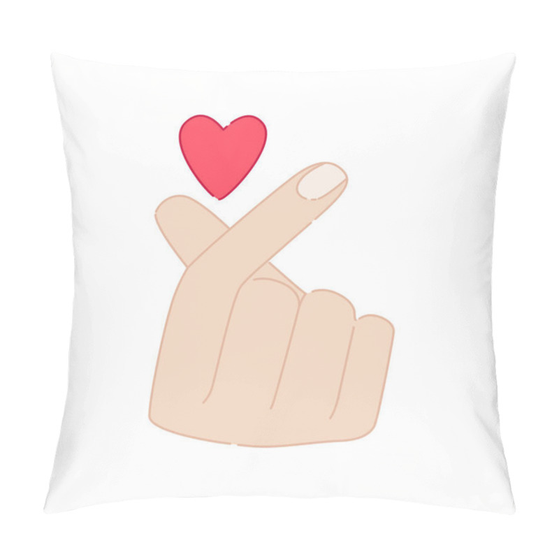 Personality  Korean Symbol Hand Finger Heart Isolated On White Background. Pillow Covers