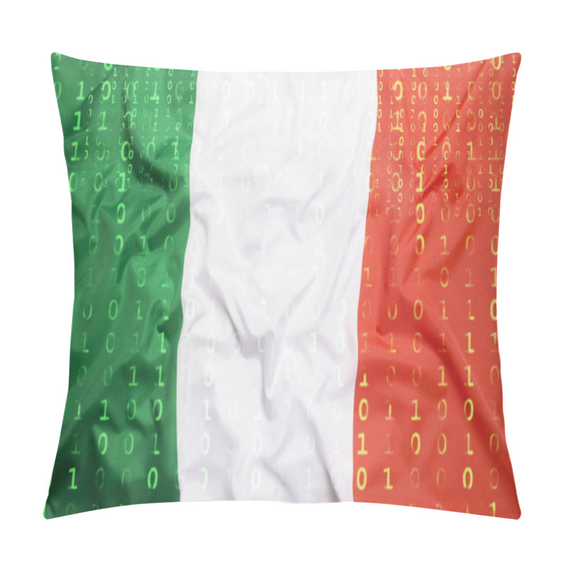 Personality  Binary Code With Italy Flag, Data Protection Concept Pillow Covers