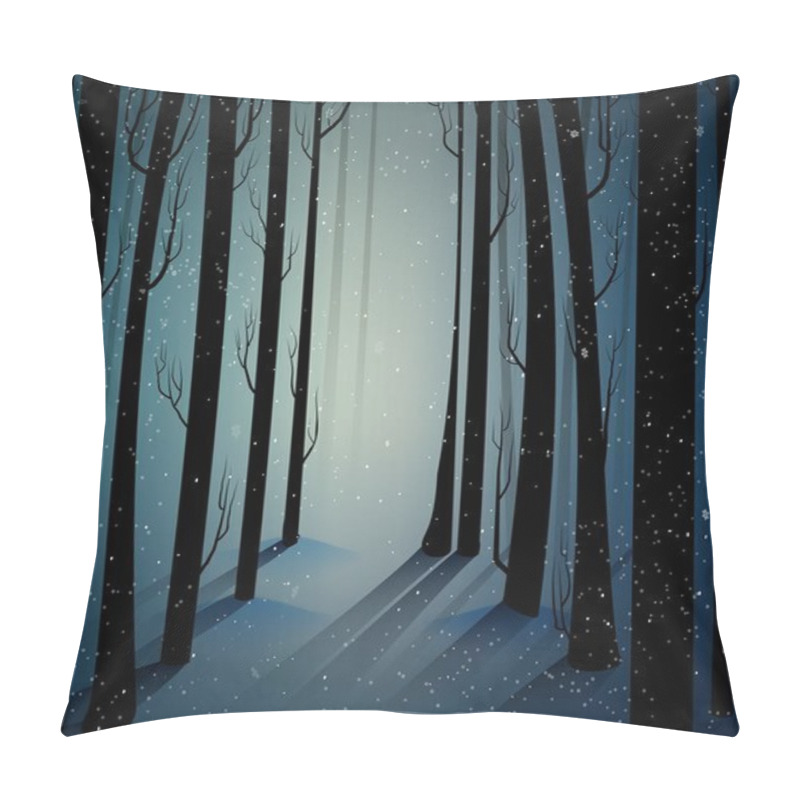 Personality  Deep Fairy Frosty Winter Forest With Mistery Light, Shadows, Sullen Winter Forest, Scared Cold Frosty Woods, Pillow Covers