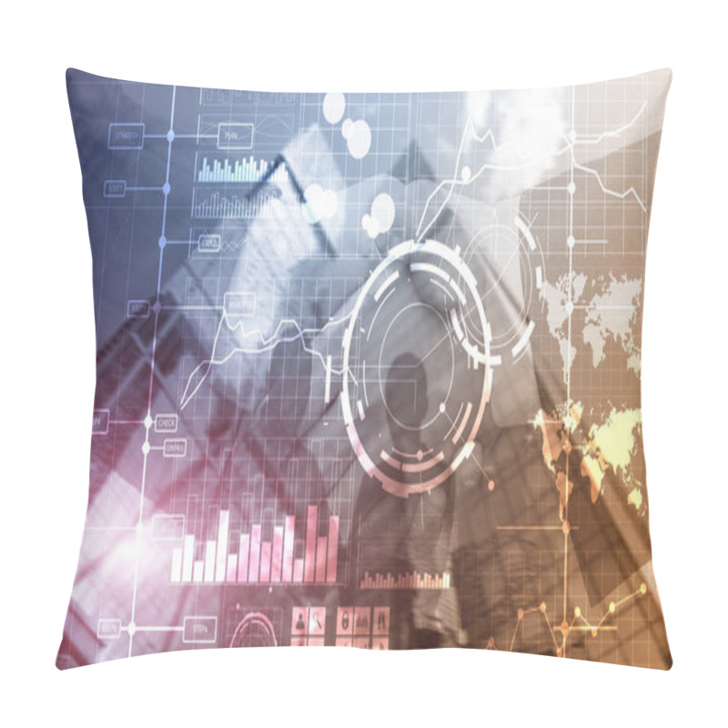 Personality  Business Intelligence BI Key Performance Indicator KPI Analysis Dashboard Transparent Blurred Background. Pillow Covers