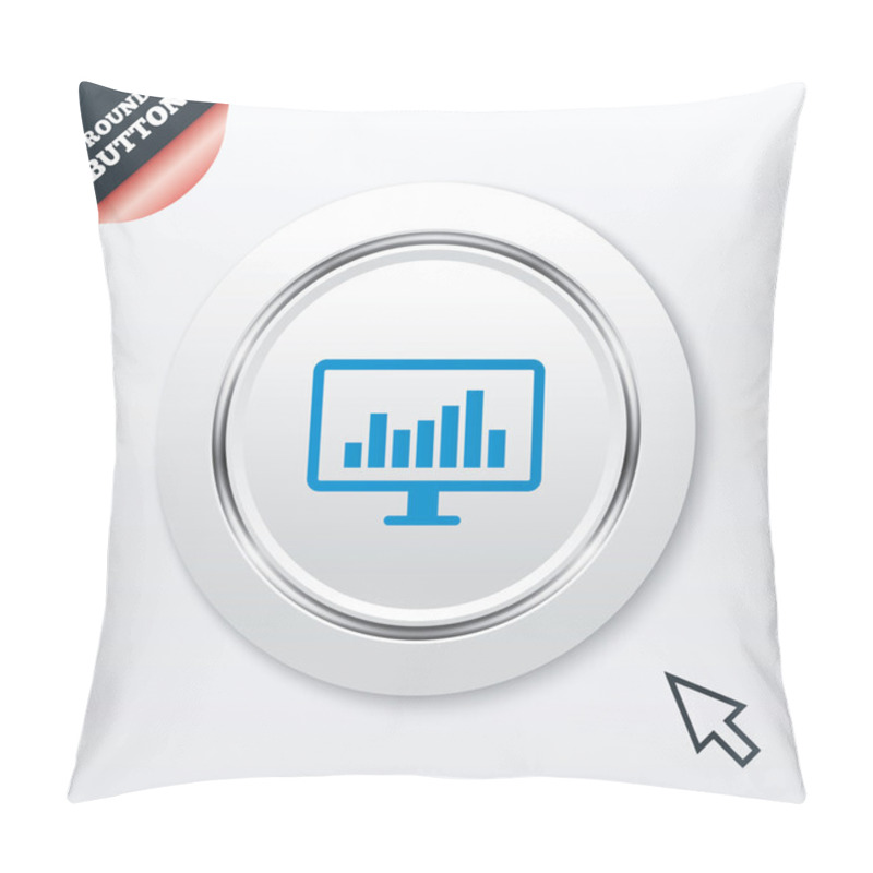 Personality  Computer Monitor Sign Icon. Market Monitoring. Pillow Covers