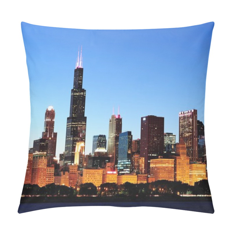 Personality  Chicago Skyline At Dusk Pillow Covers