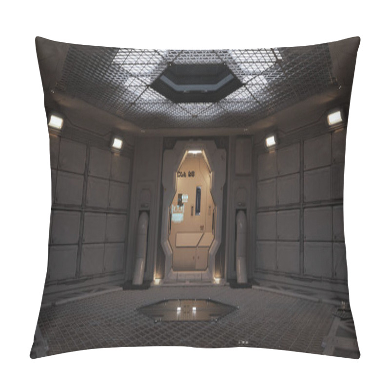 Personality  Futuristic Back Drop Sci Fi Corridor Room With Lighted Accents. 3d Rendering. Pillow Covers