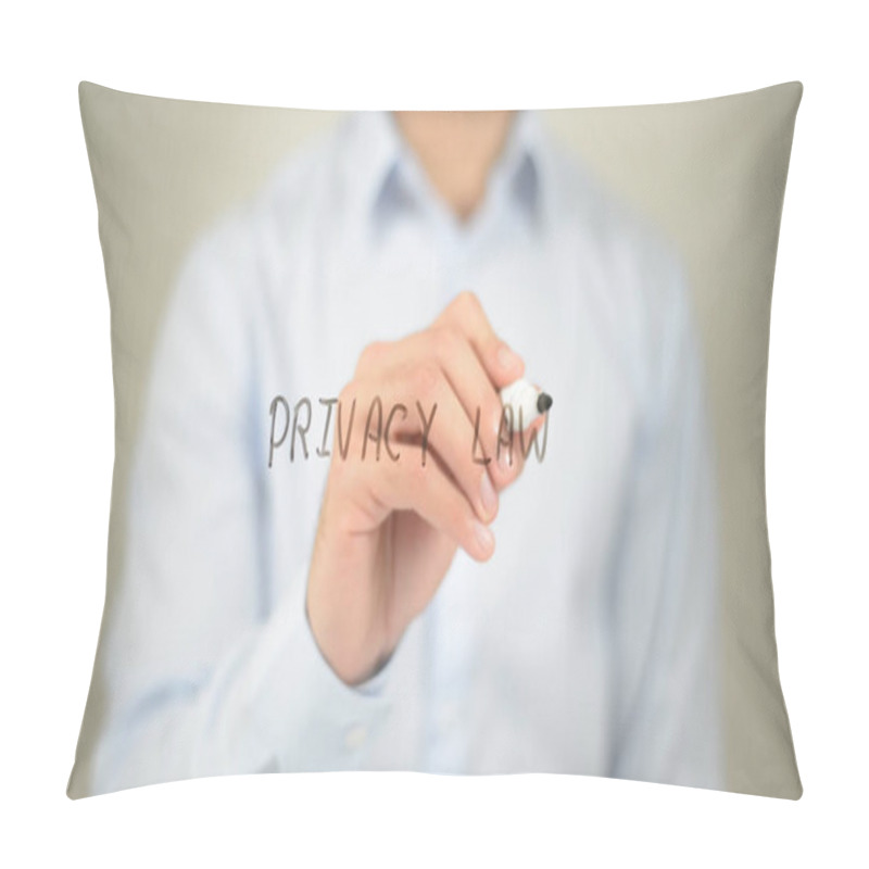 Personality  Privacy Law, Man Writing On Transparent Screen Pillow Covers