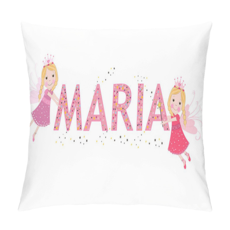 Personality  Maria Female Name With Cute Fairy Tale Vector Pillow Covers