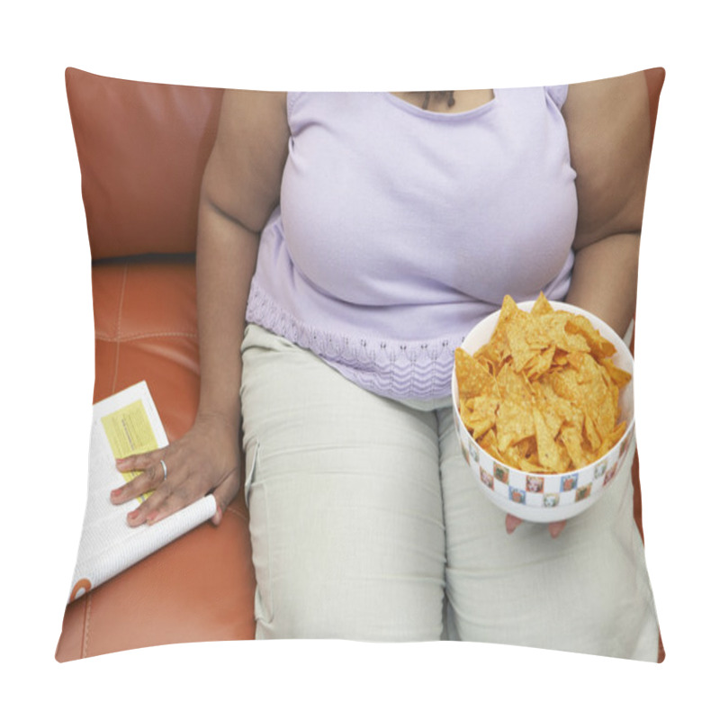 Personality  Obese Woman With A Bowl Of Nachos Pillow Covers