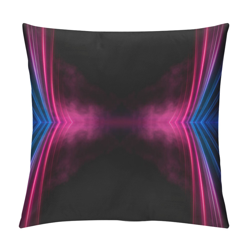 Personality  Abstract Neon Futuristic Background. Distortion Of Light Rays. Dark Futuristic Scene, Smoke, Smog, Rays And Lines. Illusion Fantastic, Neon Background, Tunnel. Dark Street Scene With Neon Lights.  Pillow Covers