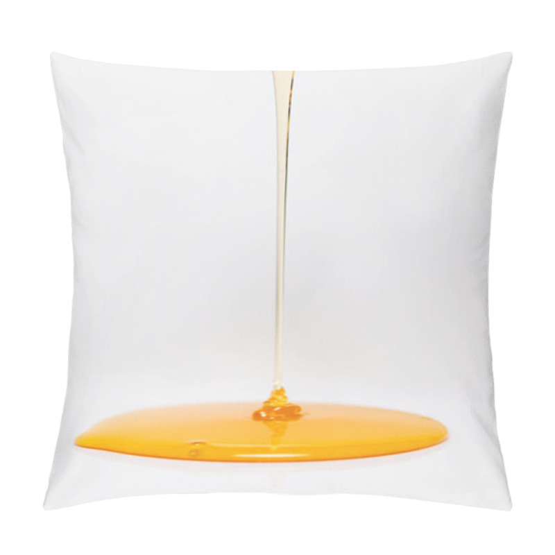 Personality  Fresh Honey Flowing On White Background With Copy Space Pillow Covers