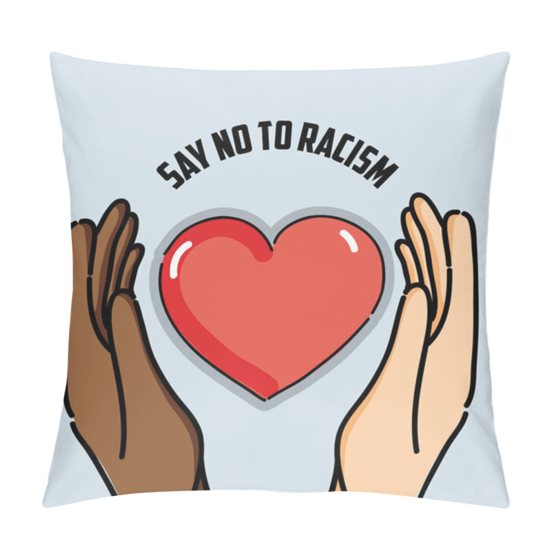 Personality  Hands Up With Heart To Celebrate Freedom, Vector Illustration Pillow Covers