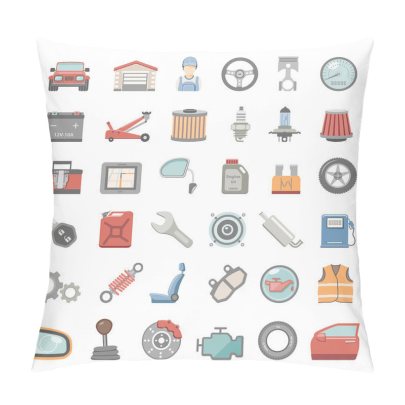 Personality  Flat Icons - Car Maintenance Pillow Covers